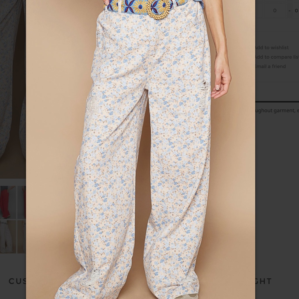 16. NWOT POL Floral Wide Leg Jeans - Blue and Cream - Picture 2 of 6